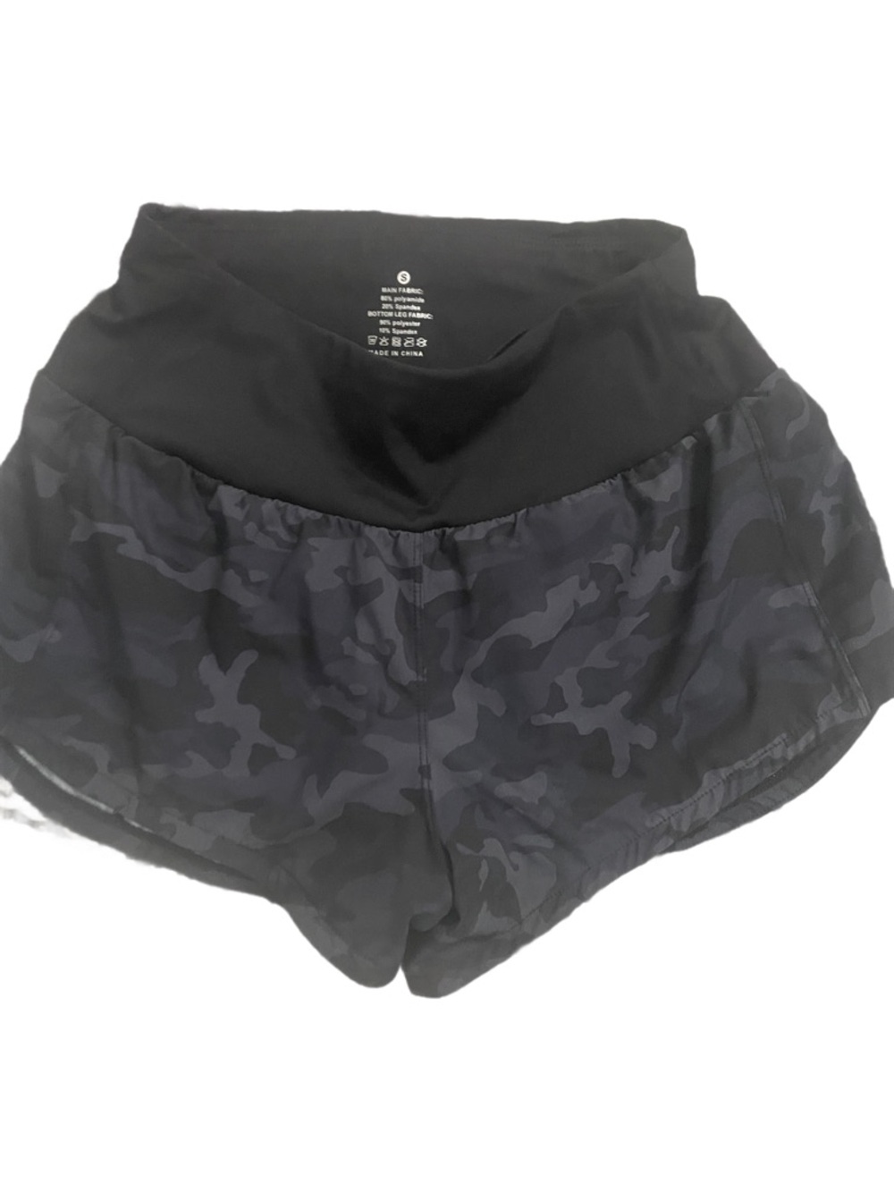 Lululemon 4 inch High-Rise Black Camo Athletic Shorts for Women